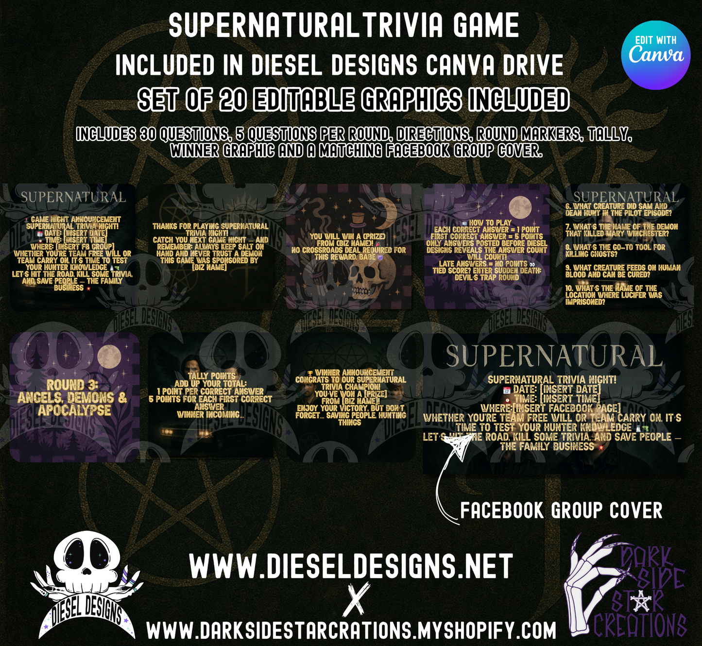 Supernatural Trivia Game | Canva Template | Fully Editable | Facebook | Engagement