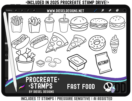 Fast Food Stamp Set | PROCREATE BRUSHES/STAMPS | Digital File Only