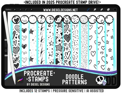 Doodle Patterns Stamp Set | PROCREATE BRUSHES/STAMPS | Digital File Only