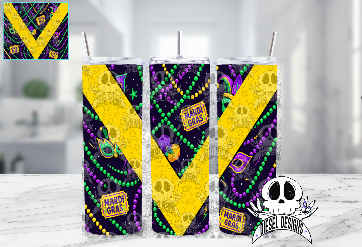Mardi Gras Tumbler | 20oz. Tumbler Wrap | 300 DPI | Digital File Only
