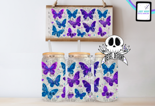 Neon Butterfly LIBBY WRAP | 300 DPI PNG | 16 oz Libby Wrap | Digital File Only