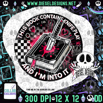 This Book Contains Knife Play PNG  | 300 DPI | Transparent PNG | Digital File Only