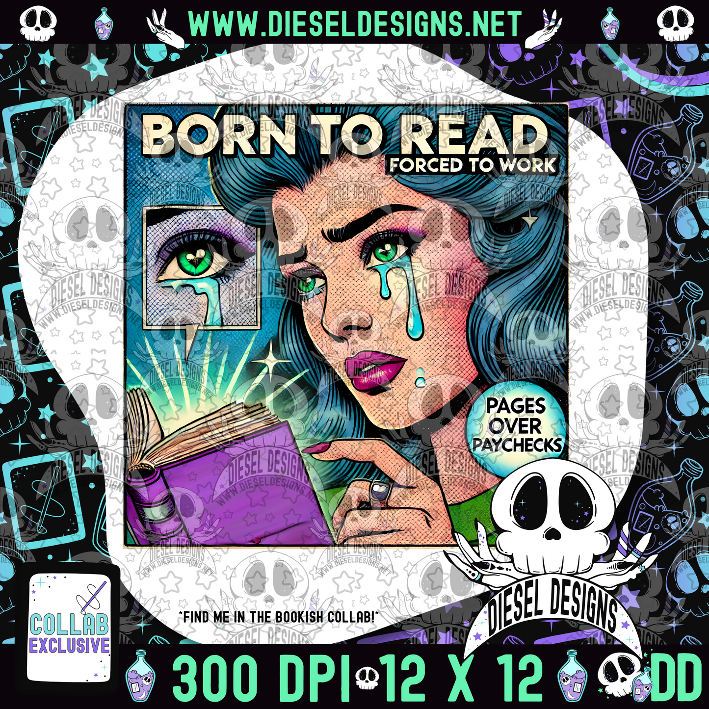 Born To Read PNG  | 300 DPI | Transparent PNG | Digital File Only