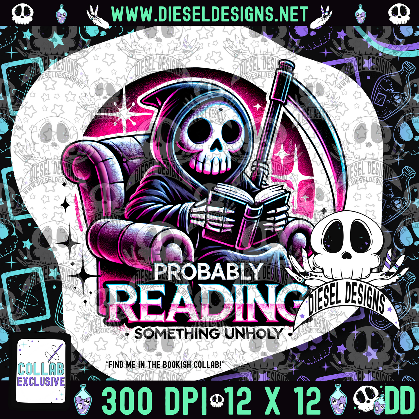 Probably Reading Something Unholy PNG  | 300 DPI | Transparent PNG | Digital File Only