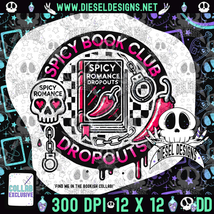 Spicy Bookclub Dropout PNG  | 300 DPI | Transparent PNG | Digital File Only