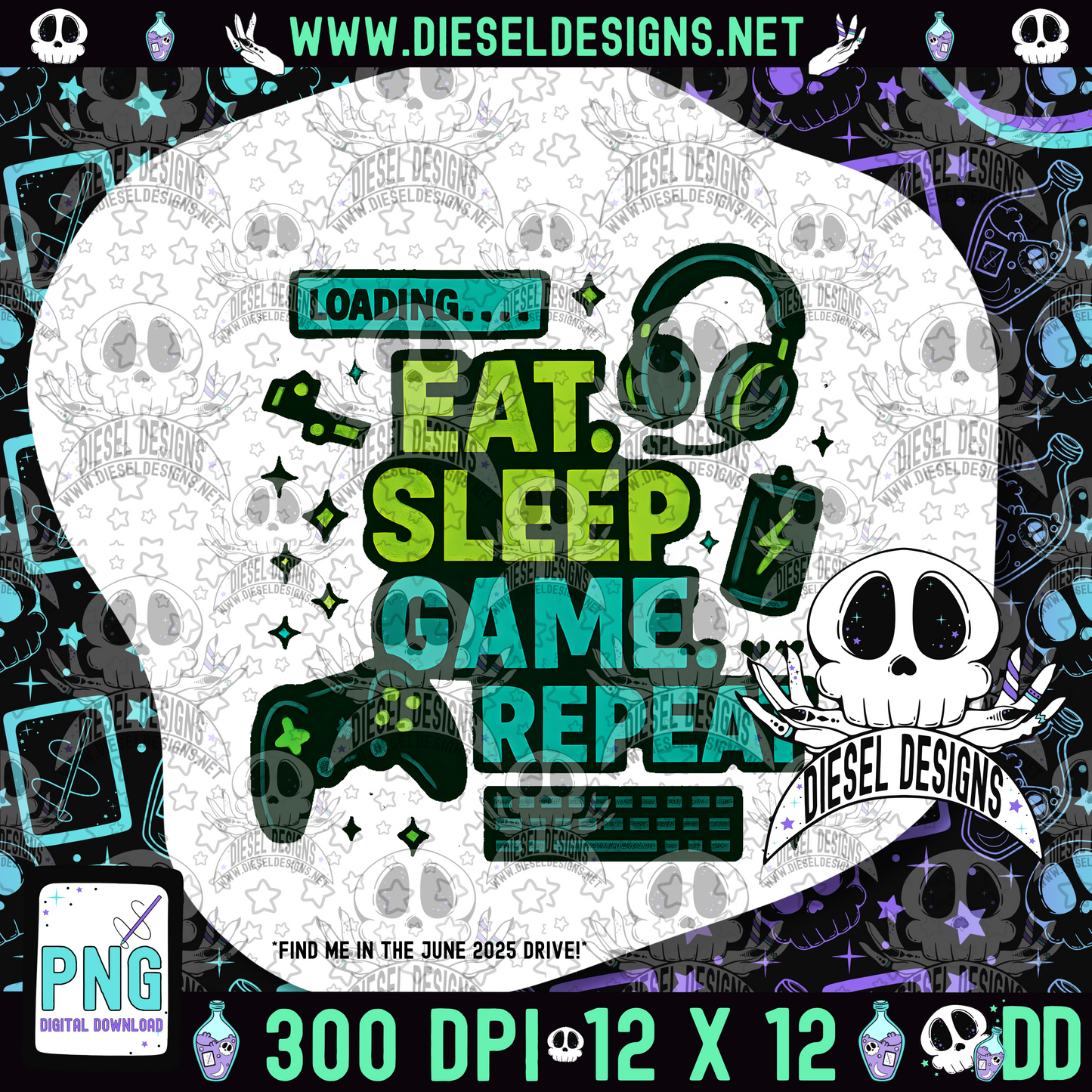 Eat Sleep Game Repeat PNG  | 300 DPI | Transparent PNG | Digital File Only