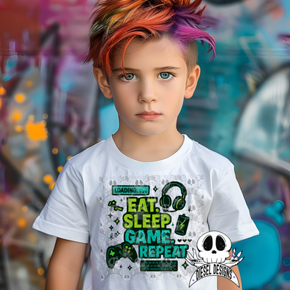 Eat Sleep Game Repeat PNG  | 300 DPI | Transparent PNG | Digital File Only