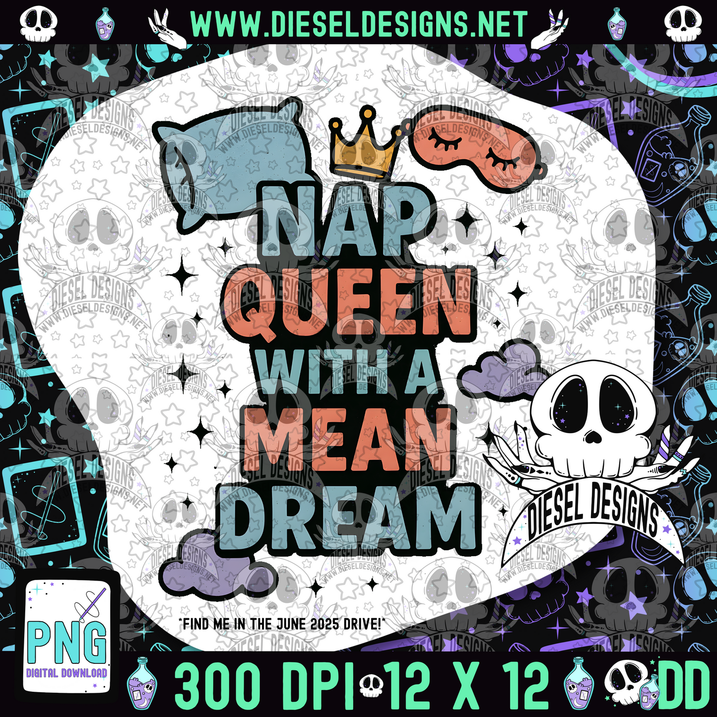 Nap Queen With A Mean Dream PNG  | 300 DPI | Transparent PNG | Digital File Only