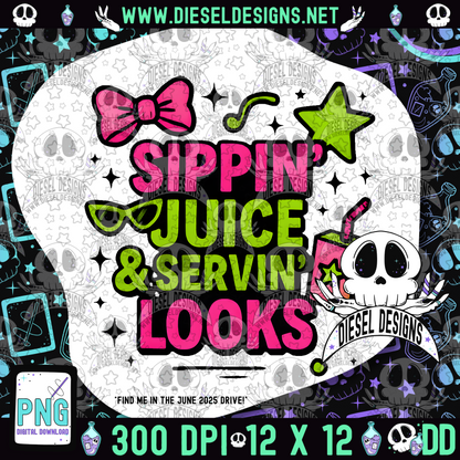 Sippin On Juice And Serving Looks PNG  | 300 DPI | Transparent PNG | Digital File Only