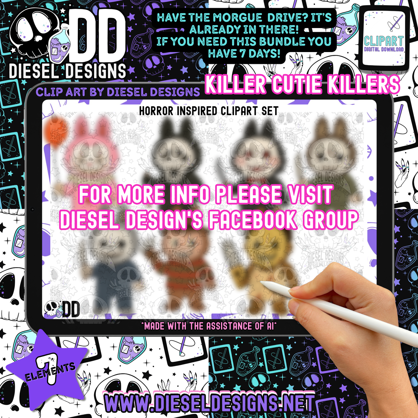 Killer Cutie Killer - Horror Inspired Clipart Set | 300 DPI | Transparent PNG | Clipart & Elements |