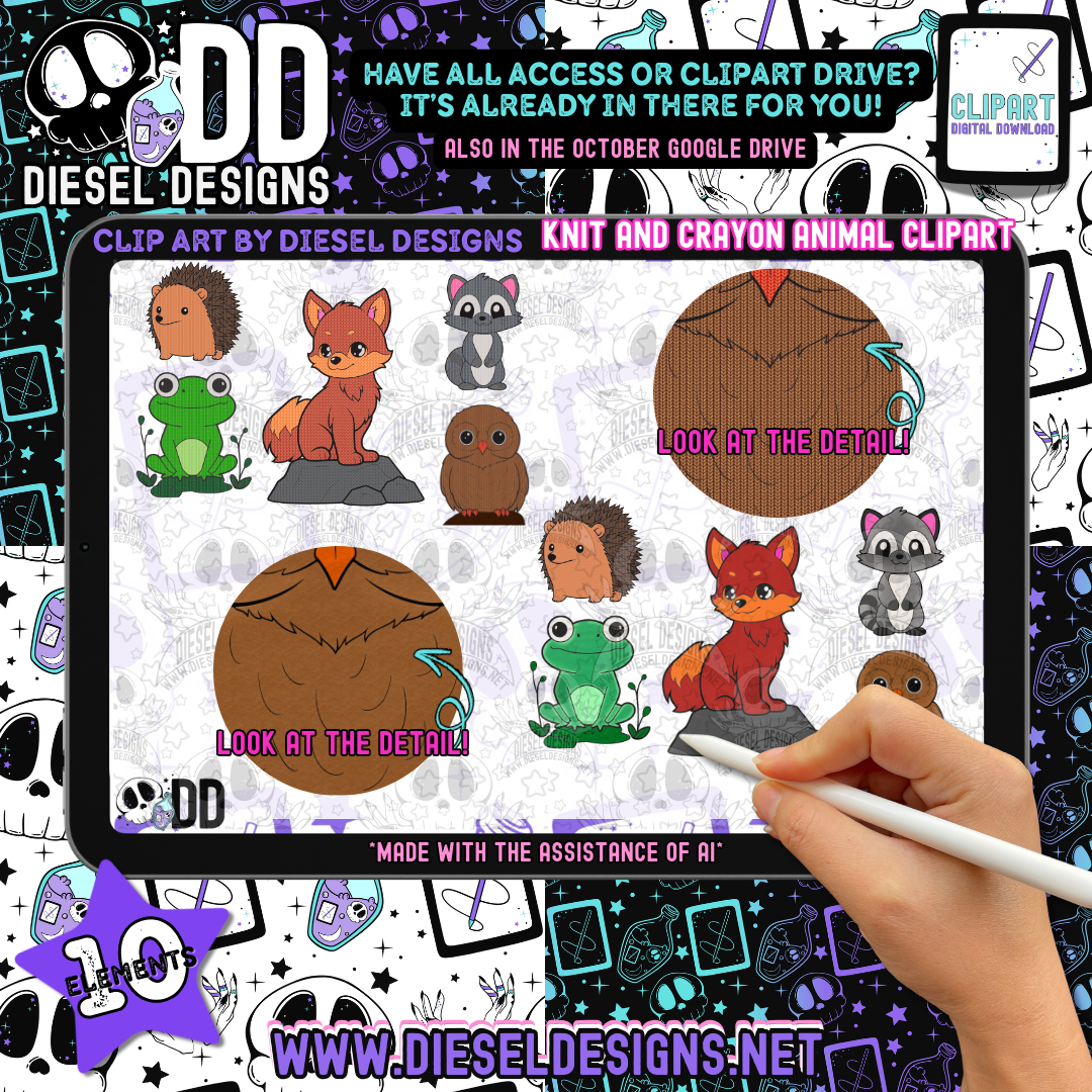 Cute Animals Clipart & Elements Set of 10 | 300 DPI | Transparent PNG | Clipart & Elements |