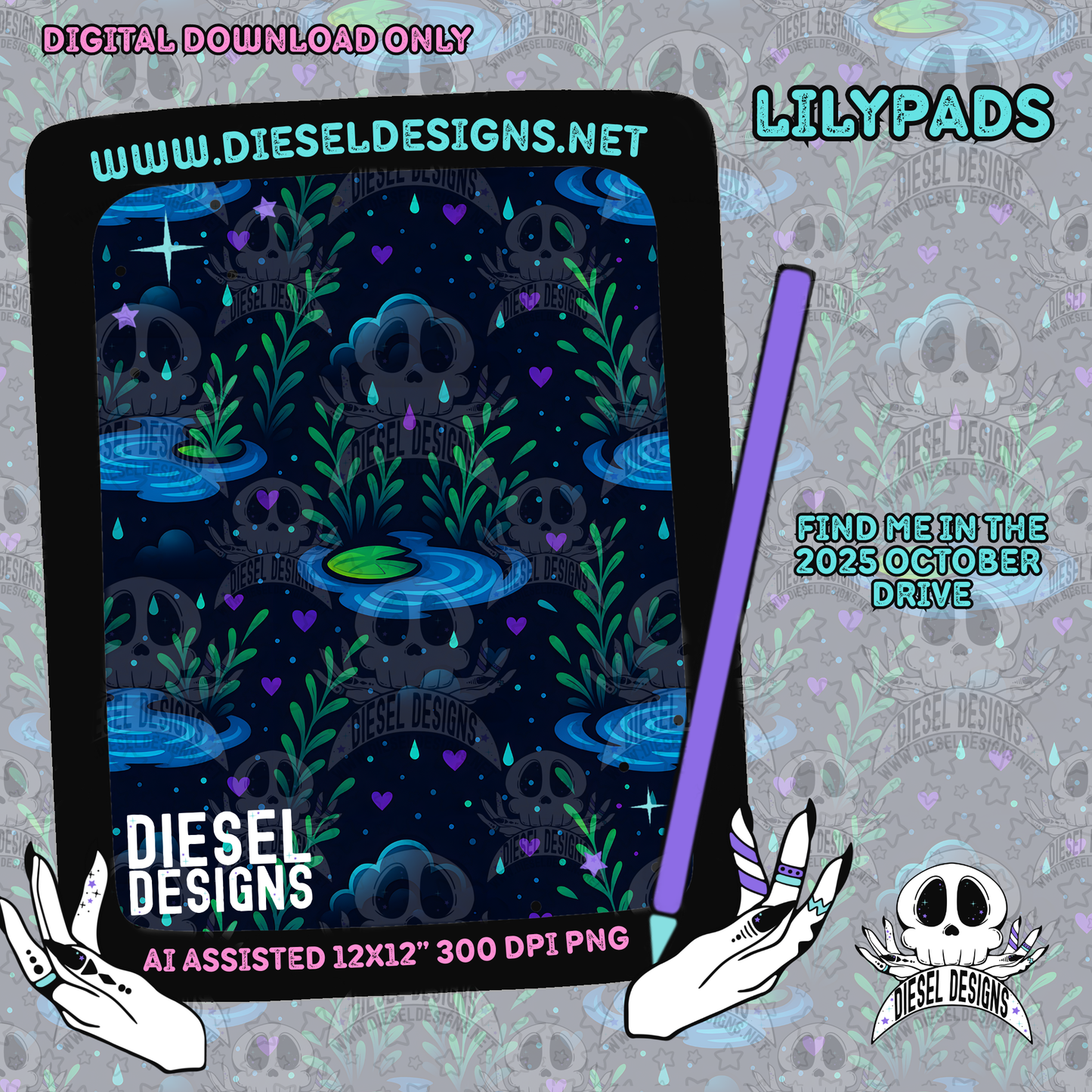 Lilly Pads Seamless | Seamless File | 300 DPI | 12" x 12" | Digital File only