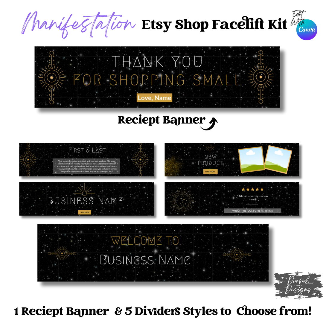 Manifestation Etsy Facelift Kits | Etsy Facelift Kits | Editable graphics included |