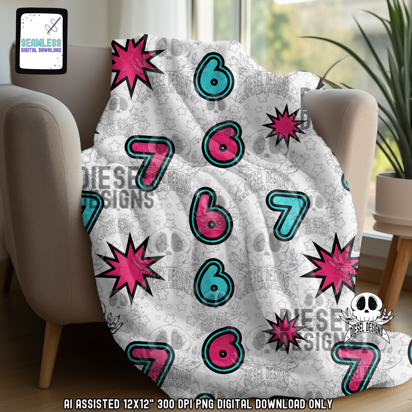 6 7 Transparent Seamless | Seamless File | 300 DPI | 12" x 12" | Digital File only