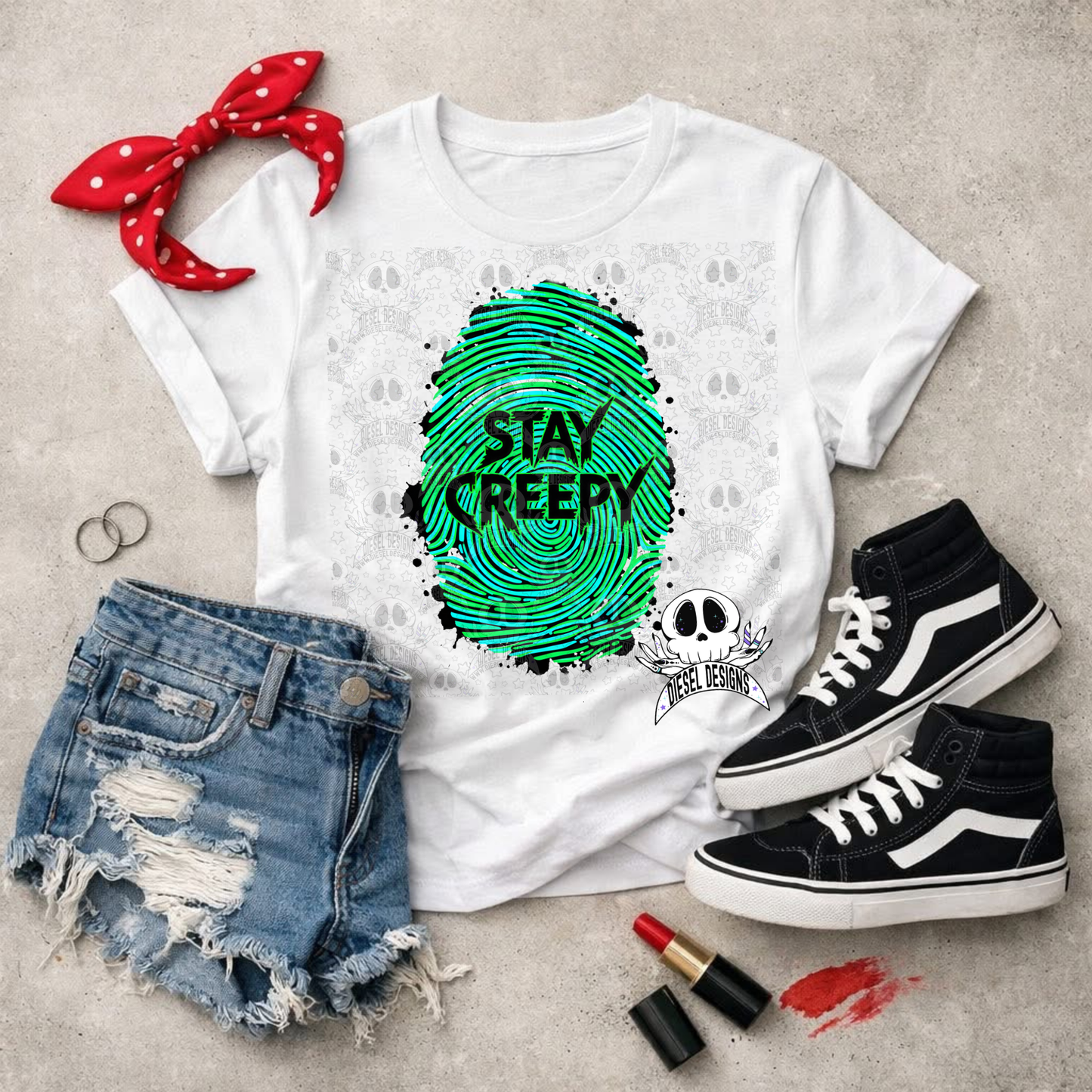Stay Creepy Fingerprint PNG  | 300 DPI | Transparent PNG | Digital File Only