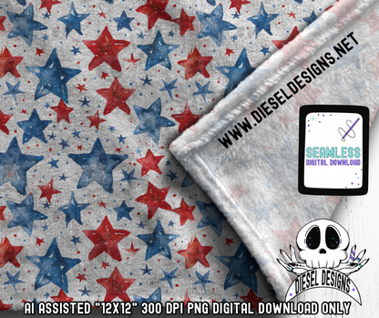 RWB Stars Seamless | Seamless File | 300 DPI | 12" x 12" | Digital File only