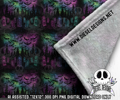 Rainbow Graveyard Seamless | Seamless File | 300 DPI | 12" x 12" | Digital File only