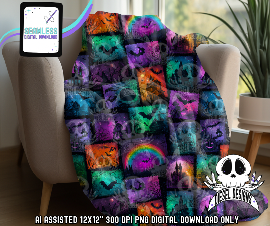 Rainbow Haunts V1 Seamless | Seamless File | 300 DPI | 12" x 12" | Digital File only