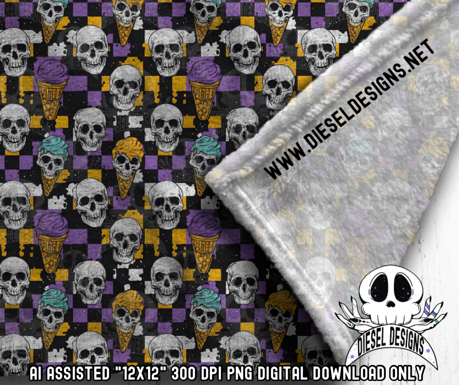 Skellies N Cream Seamless | Seamless File | 300 DPI | 12" x 12" | Digital File only