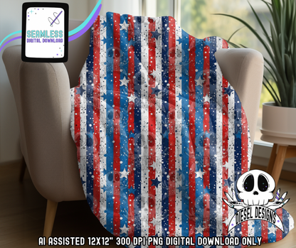 Stars And Stripes Seamless | Seamless File | 300 DPI | 12" x 12" | Digital File only