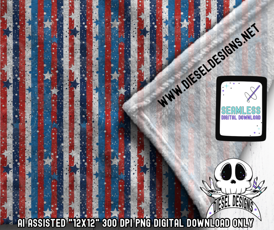 Stars And Stripes Seamless | Seamless File | 300 DPI | 12" x 12" | Digital File only