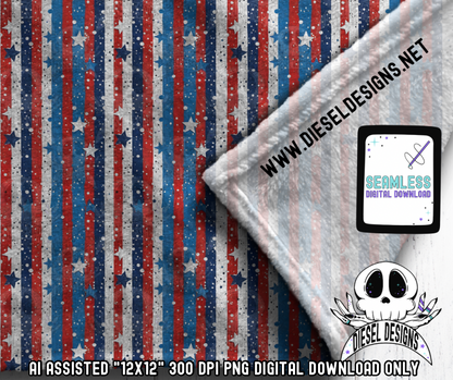 Stars And Stripes Seamless | Seamless File | 300 DPI | 12" x 12" | Digital File only
