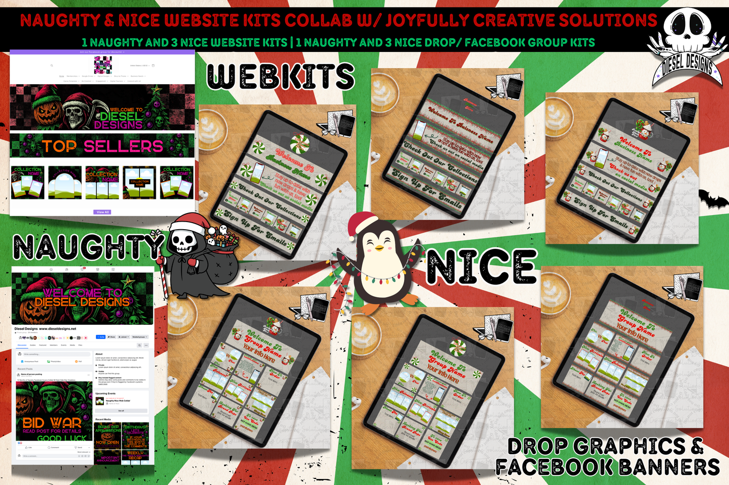 Naughty / Nice Website Kit Collab With Joyfully Creative Solutions | Edit In Canva