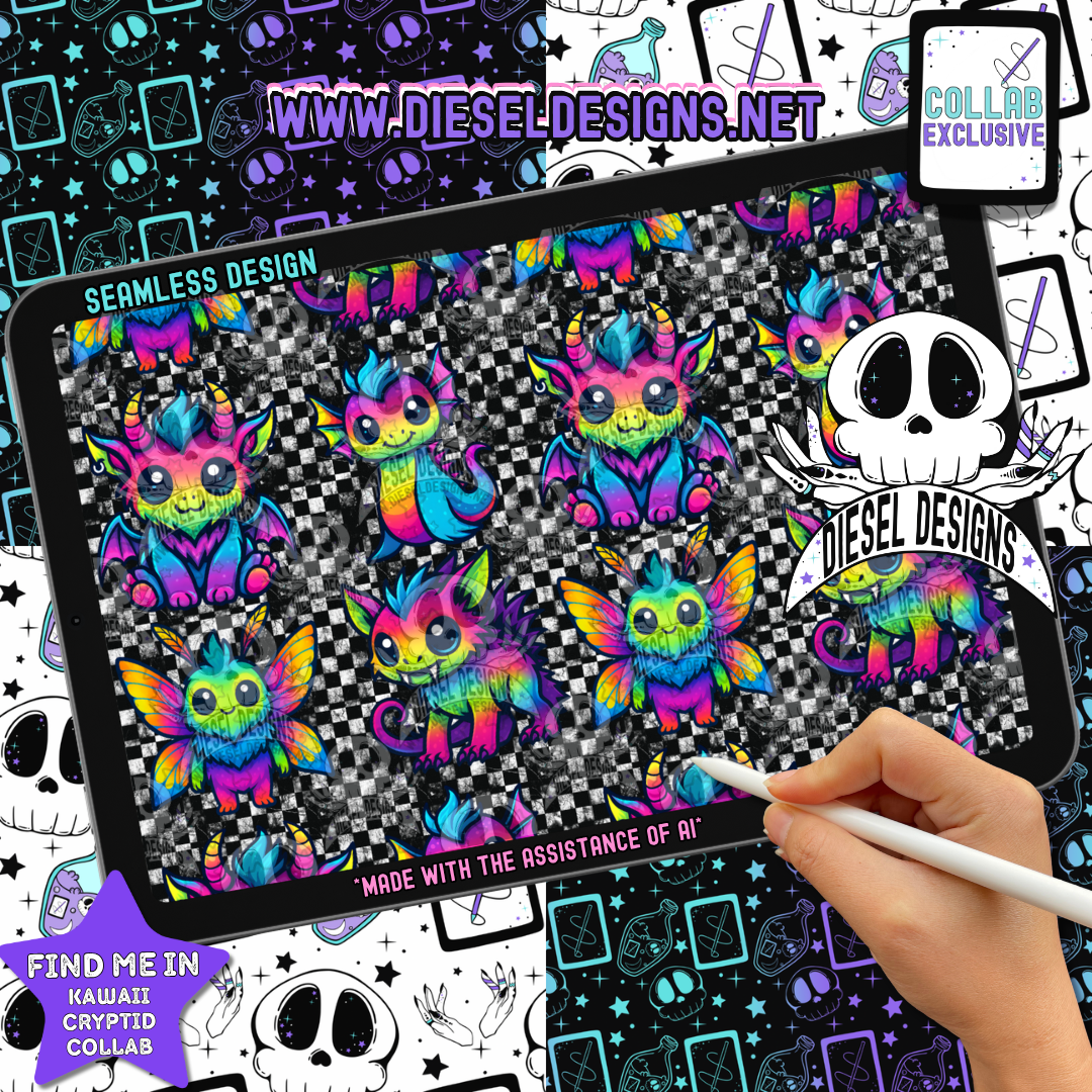 Kawaii Cryptids Collab With Emerald Ink|  Files | PNG | Collab | Seamless