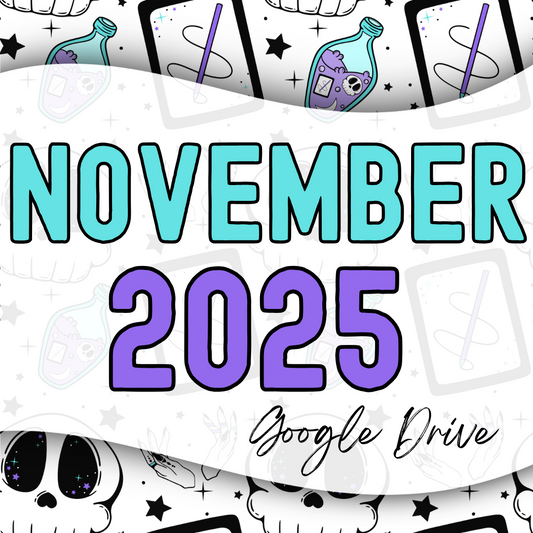 November 2025 Monthly Google Drives | 300 DPI | Transparent PNG | Seamless | Tumbler Wraps | Clipart