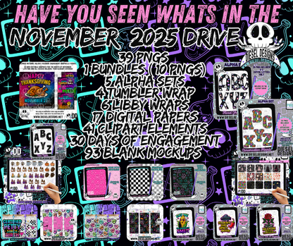 November 2025 Monthly Google Drives | 300 DPI | Transparent PNG | Seamless | Tumbler Wraps | Clipart