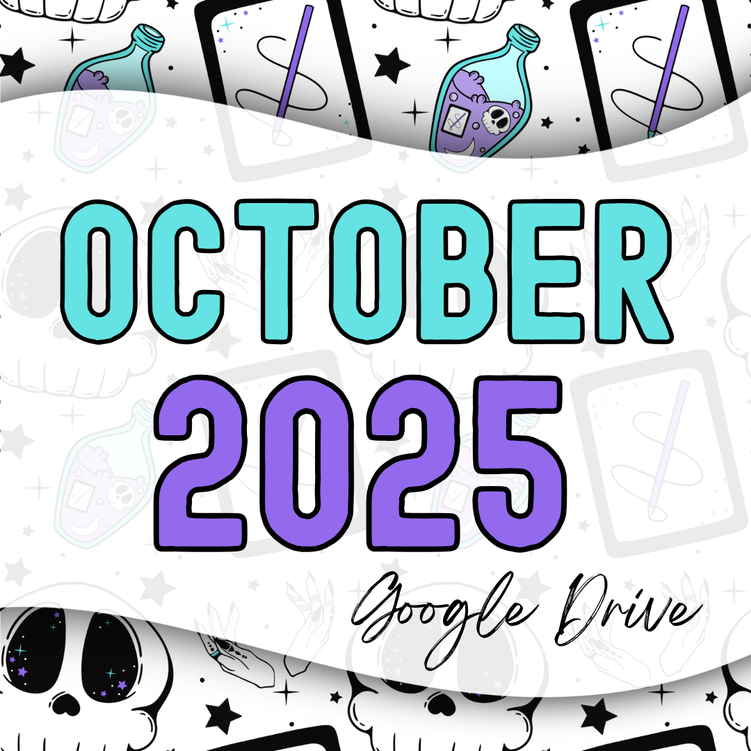 October 2025 Monthly Google Drive | 300 DPI | Transparent PNG | Seamless | Tumbler Wraps | Clipart