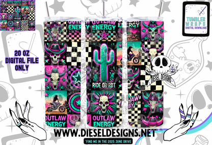 Outlaw Energy Tumbler | 20oz. Tumbler Wrap | 300 DPI | Digital File Only