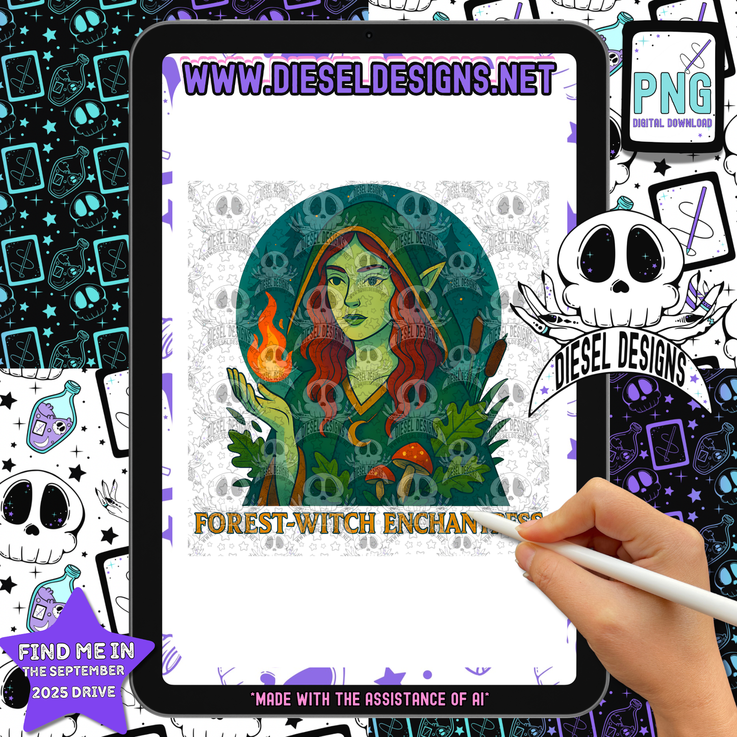 Forest Witch Enchantress  PNG  | 300 DPI | Transparent PNG | Digital File Only