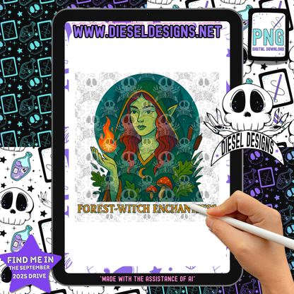 Forest Witch Enchantress  PNG  | 300 DPI | Transparent PNG | Digital File Only