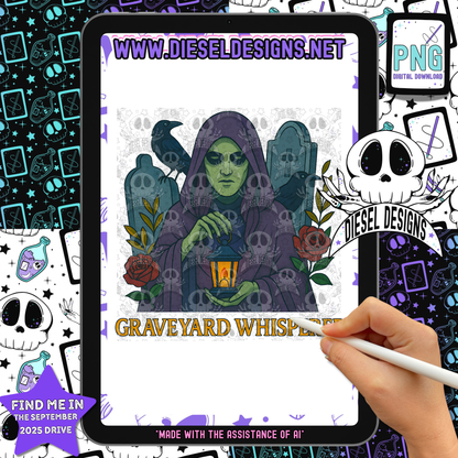 Graveyard Whisperer PNG  | 300 DPI | Transparent PNG | Digital File Only