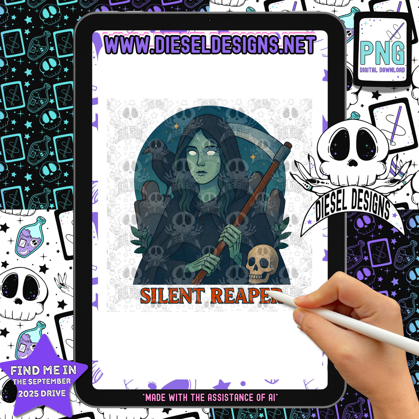 Silent Reaper PNG  | 300 DPI | Transparent PNG | Digital File Only