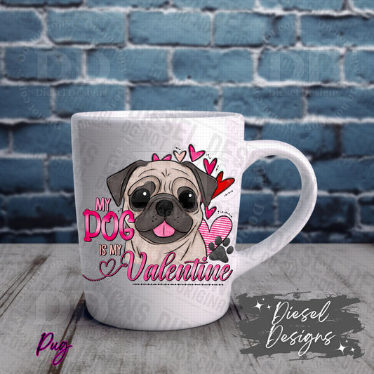 Valentine Dog - Pug | 300 DPI | Transparent PNG | Digital File Only