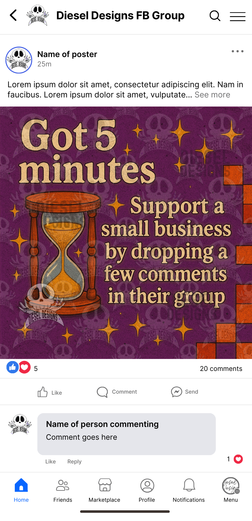 Got 5 Minutes? Timer | Digital Engagement Graphic for Small Business Owners & Facebook Groups