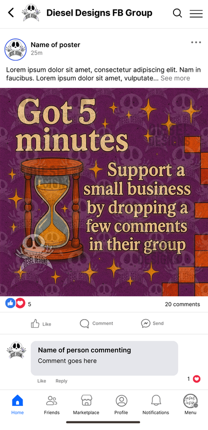 Got 5 Minutes? Timer | Digital Engagement Graphic for Small Business Owners & Facebook Groups