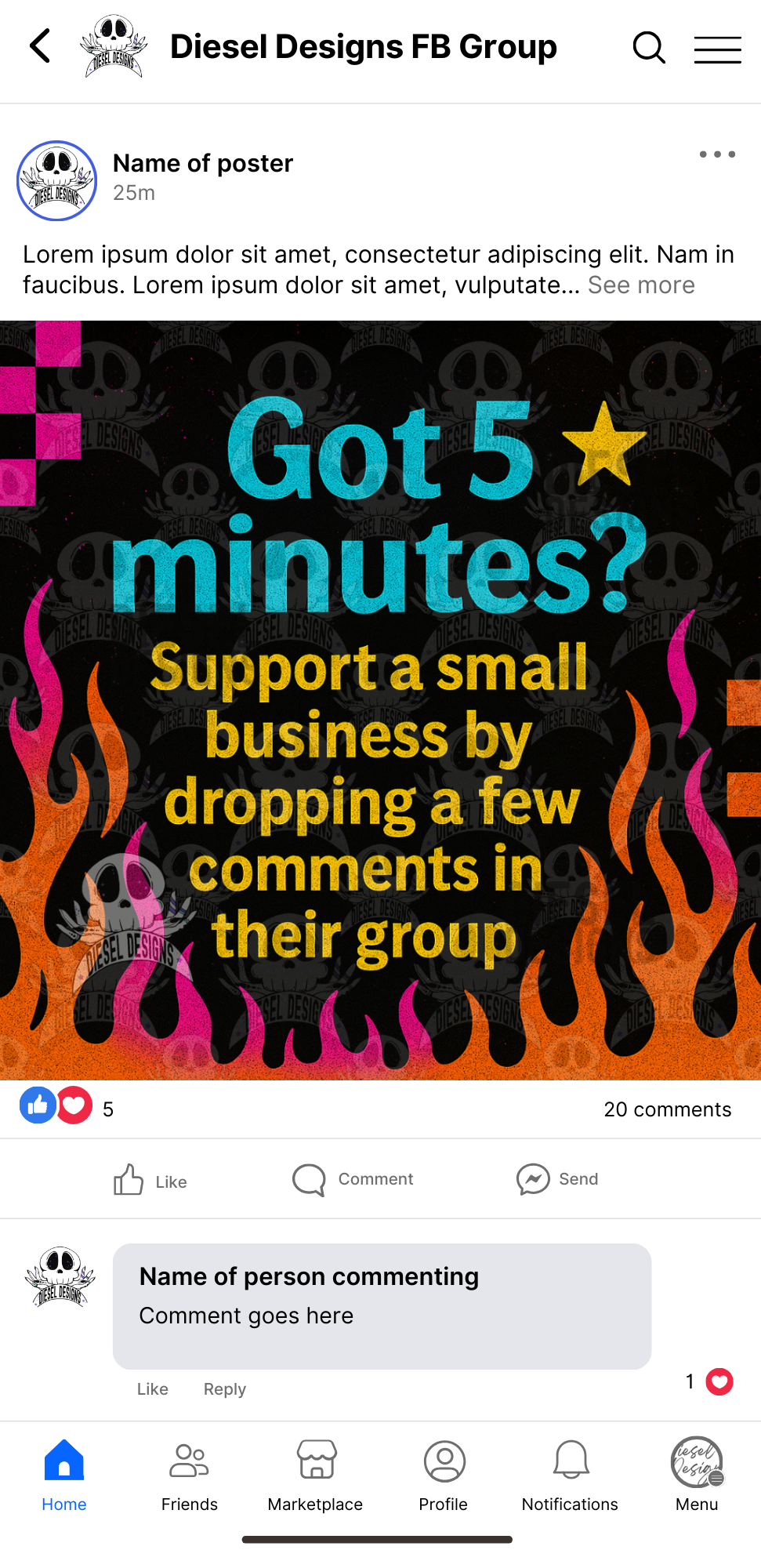 Got 5 Minutes? Punk | Digital Engagement Graphic for Small Business Owners & Facebook Groups