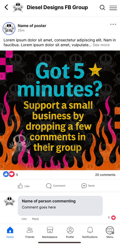 Got 5 Minutes? Punk | Digital Engagement Graphic for Small Business Owners & Facebook Groups