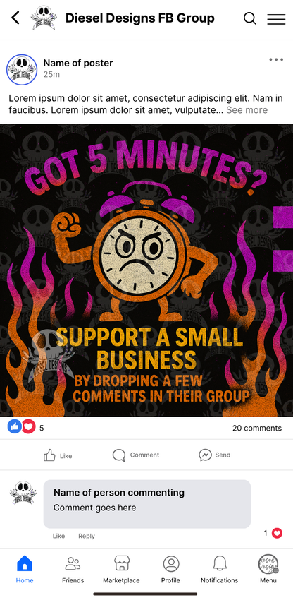 Got 5 Minutes? Punk 2 | Digital Engagement Graphic for Small Business Owners & Facebook Groups