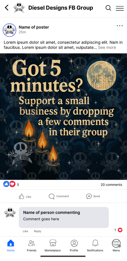 Got 5 Minutes? Witchy | Digital Engagement Graphic for Small Business Owners & Facebook Groups