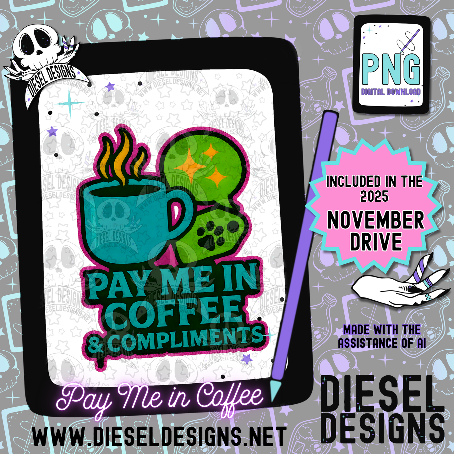 November 2025 Monthly Google Drives | 300 DPI | Transparent PNG | Seamless | Tumbler Wraps | Clipart