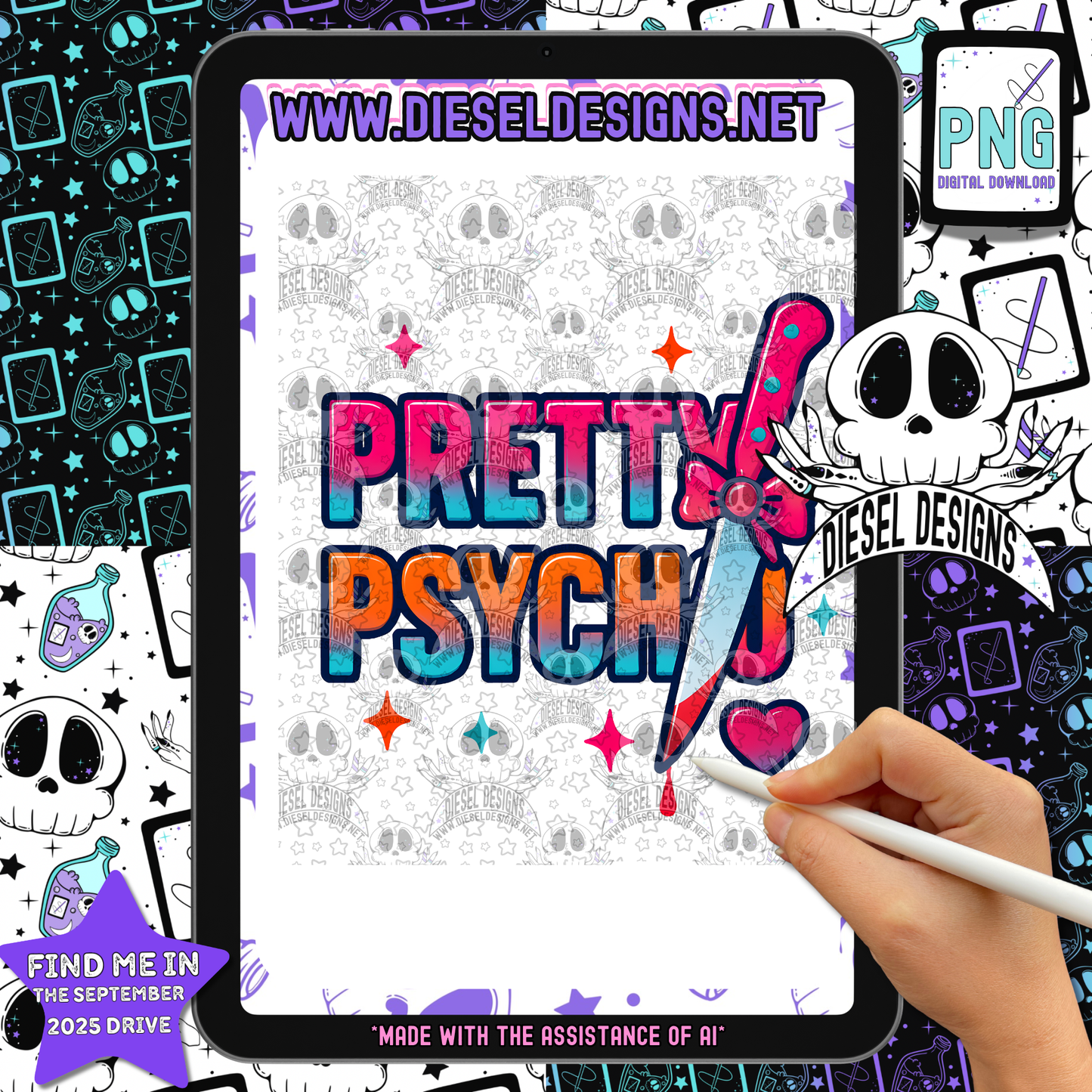 Pretty Psycho V2 PNG  | 300 DPI | Transparent PNG | Digital File Only