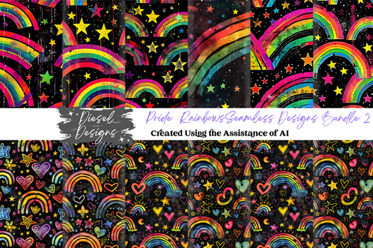 Pride Rainbows Seamless Bundle 2 | 300 DPI | PNG | Seamless | Tumbler Wraps | Digital File Only