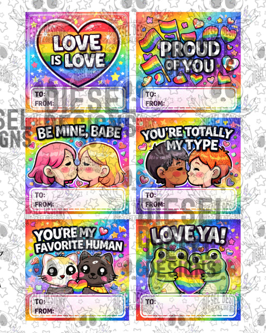 Pride Printable Valentine’s Day Cards for Kids – Reusable Classroom Valentines, Instant Download DIY Party Exchange Cards