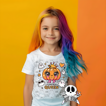 Pumpkin Queen — Sparkly Kawaii Halloween PNG for Shirts, Stickers & Tumblers (300 DPI Digital Download)