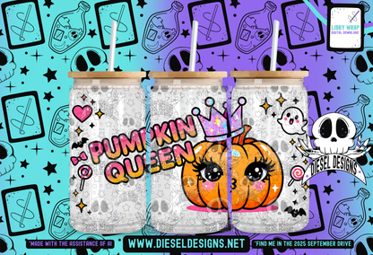 Pumpkin Queen LIBBY WRAP | 300 DPI PNG | 16 oz Libby Wrap | Digital File Only