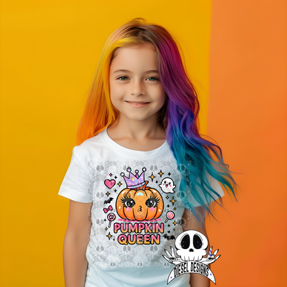 Pumpkin Queen — Kawaii Halloween PNG for Shirts, Stickers & Tumblers (300 DPI Digital Download)